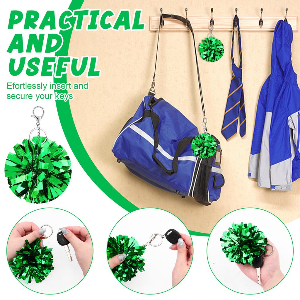 24 Pcs Cheer Pom Pom Keychain Cheerleader Gift Cheering Keyring Camp Team Gift