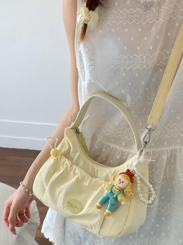 Fashion Nylon Single Shoulder Bag For Women With Zipper Closure And Mobile Pocket