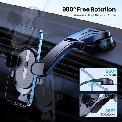 Supporto Universale per Telefono da Auto - Supporto da Cruscotto Vivavoce con Braccio Regolabile - Facile Installazione e Presa Sicura