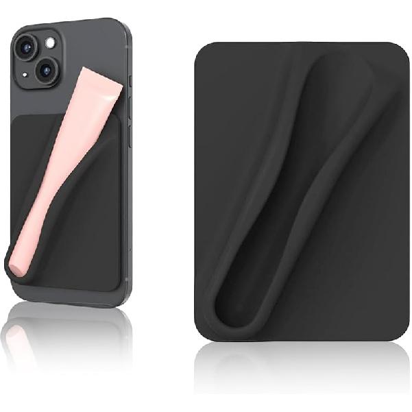 Rookii Lipstick Holder Phone Case,Silicone Holder with Lipgloss Holder for Phone Case with Lipgloss Holder, Adhesive Lip Gloss Balm Phone Card Holder