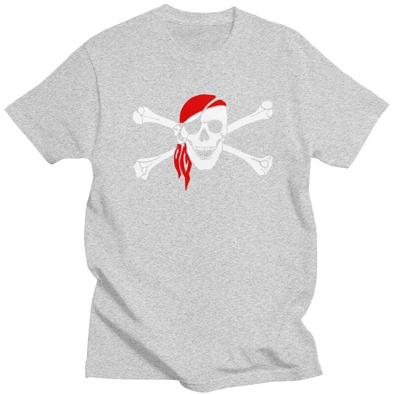 Custom Jolly Roger Skull Cross Bones Pirate Flag T Shirt Men Short Sleeves Pure Cotton Tshirt Tees Fashion Tshirts