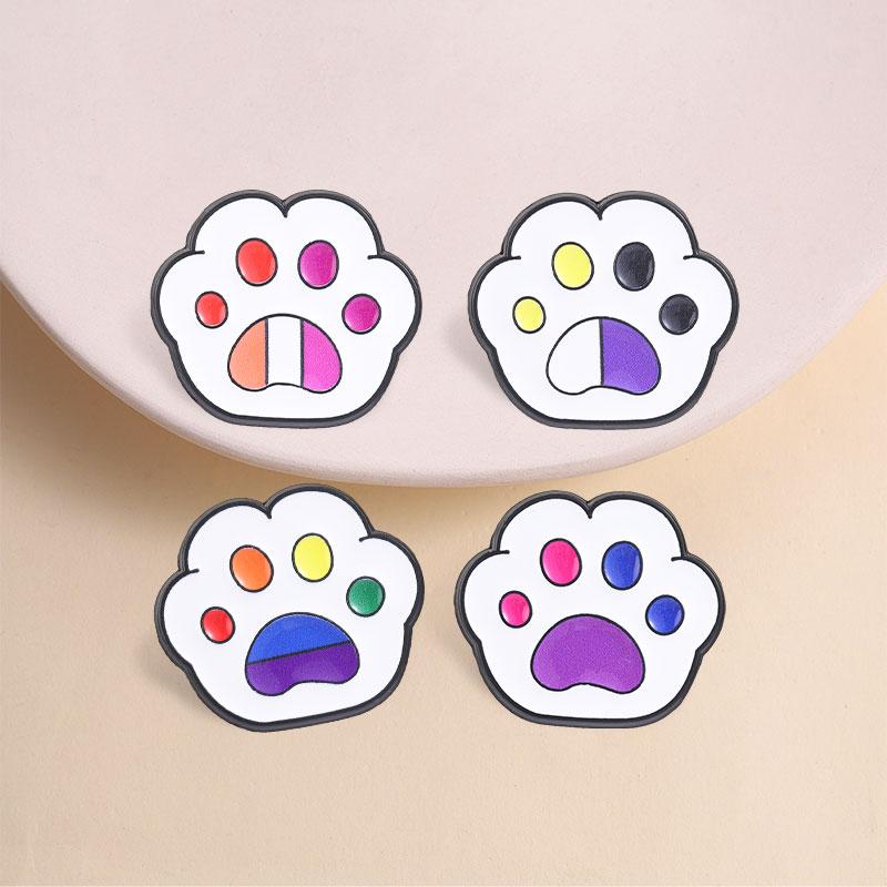 LGBTQ Cat Paw Enamel Pins Gay Lesbian Bi Nonbinary Flag Brooches Badges Cute Cartoon Rainbow Pride Parade Jewelry Gift