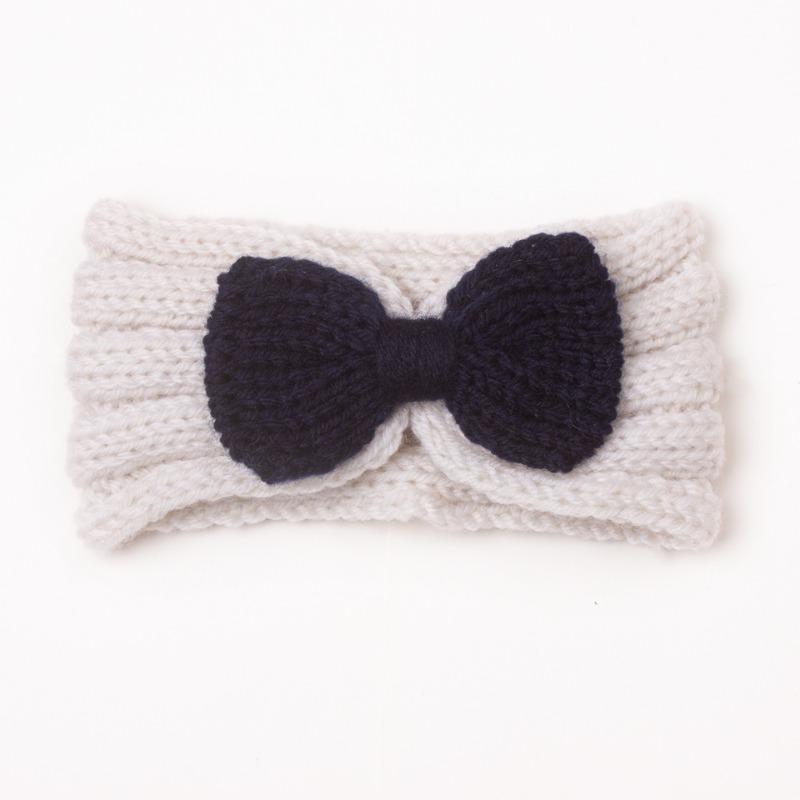 Autumn and winter warm children's contrasting color knitted wool hair accessories, baby solid color bow headscarf, baby headband