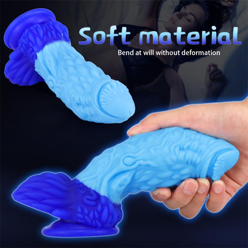 Blue Tyrant Mixed Color Liquid Silicone Big Penis Simulation Fake Penis Female Masturbation Device Anal Plug Adult Products