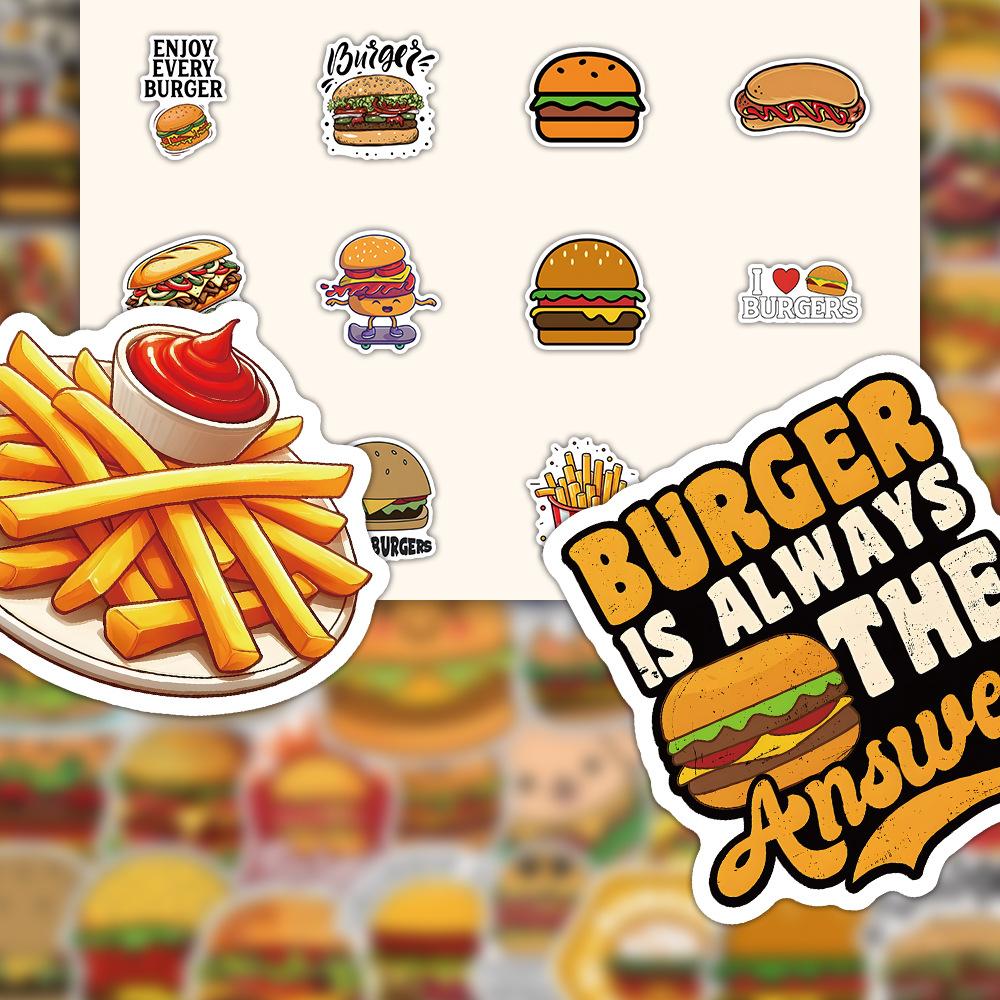 1050Pcs Burger Fries Cartoon Doodle Fashion Personalized Decoration Mobile Phone Waterproof Sticker Kids Toy