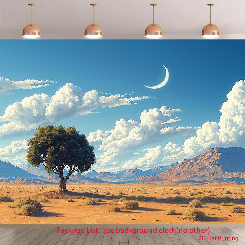 2D plane a solitary tree watching over the distant mountains suitable for living room and outdoor decoration polyester fiber 100x150cm