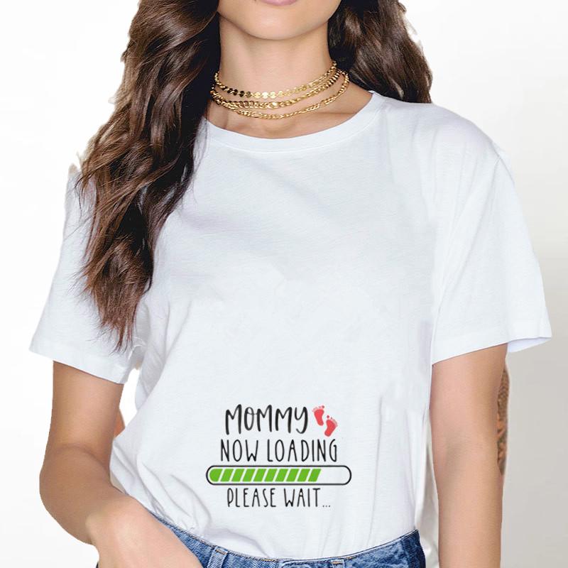 Mommy Daddy Loading Please Wait Cartoon Printed Tshirt Tops Couple Pregnant Announcement Camisetas Maternity Tshirt Family Tee