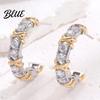 Two-tone Earrings 1 Pair Women C-Ring Shape Ear Buckle Design