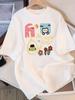 Aesthetic Cartoon Cat T-Shirt Women Casual Short Sleeve Top Miaow Ang Graphic Tee Summer Loose Fit Streetwear Fashion T-Shirt
