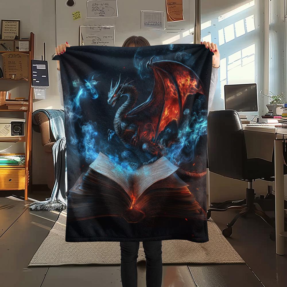 Winged Dragons Print Flannel Blanket, High quality Comfortable for All Seasons, Home Decor, Warmth and Comfort