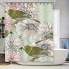 Vintage Floral Birds Shower Curtain Pink White Green Flower Pattern Home Decor Bathroom Rug Drape Waterproof Fabric Printing 305