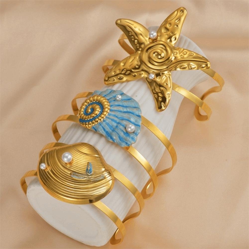 Golden Ocean Style Bracelet Waterproof Exaggerated Enamel Conch Bracelet Various Starfish Shell Turtle Shell Bracelet