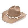 French Light Luxury Pearl Pendant, Denim Straw Hat, Sequined Hollow Eaves, Western Hat, Beach Sunshade Top Hat