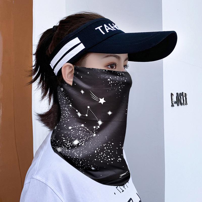 Ice Silk Sun Protection Face and Neck Mask - Unisex, Ear Hanging, Full Coverage, Perfect for Summer Cycling