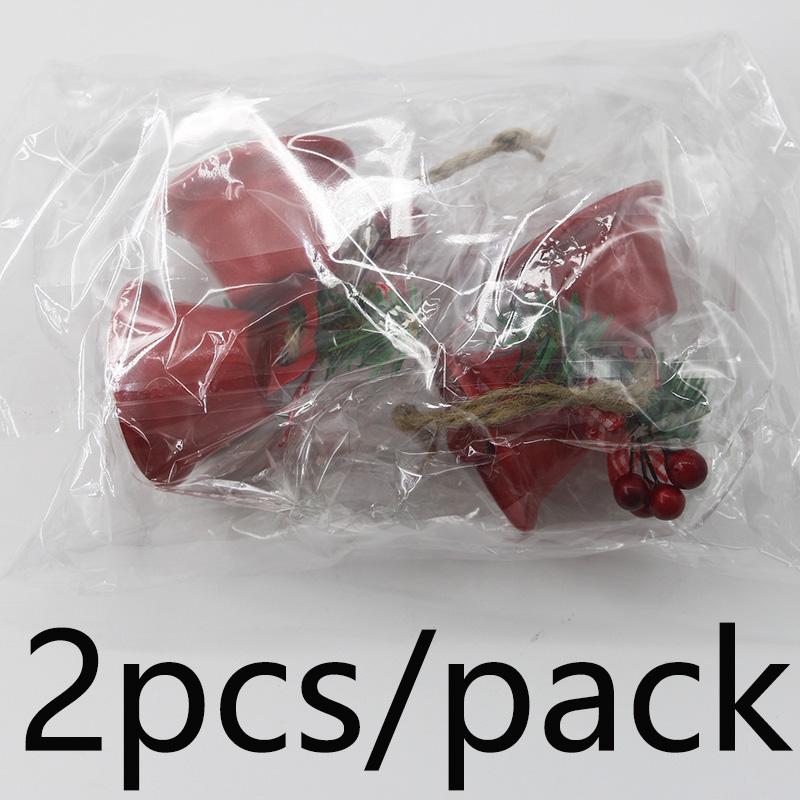 (2 Pcs/pack)8cm Metal Bell Berry Leaves Bow Horn Christmas New Year Decoration  Props Ornaments Clocks Gifts DIY Productio