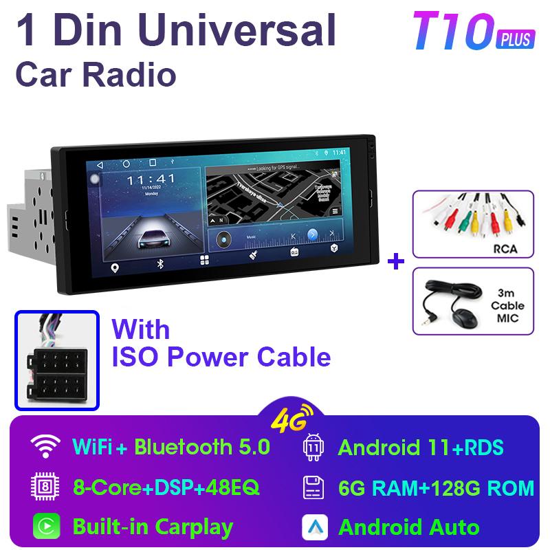 Universal 6.9" Car Radio 1 Din Android 10 Stereo Multimedia Video Player GPS Navigation Bluetooth 4G Carplay Auto IPS Screen DVD