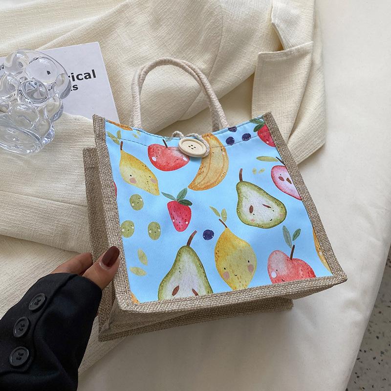 

JMXD-Cartoon Cute Student Portable Lunch Box Bento Bag Female Linen Bag Wholesale Hand Carry Gift Bag,Gift a pendant with a random style синий