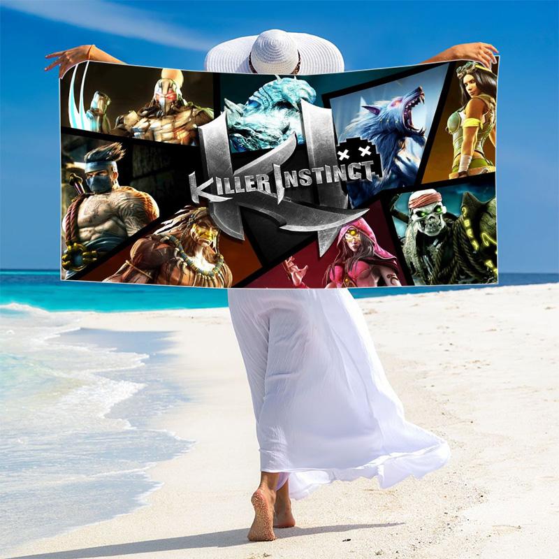 KILLER INSTINCT Print Beach Towel, Large Soft Quick Dry Towel for Beach Camping Swimming