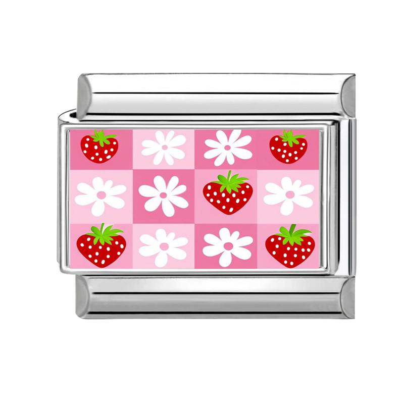 New Lovely Cat Dog Rabbit Flower Heart Strawberry Italian Charm Links Fit 9MM Stainless Steel Bracelet Women Men DIY Making Gift