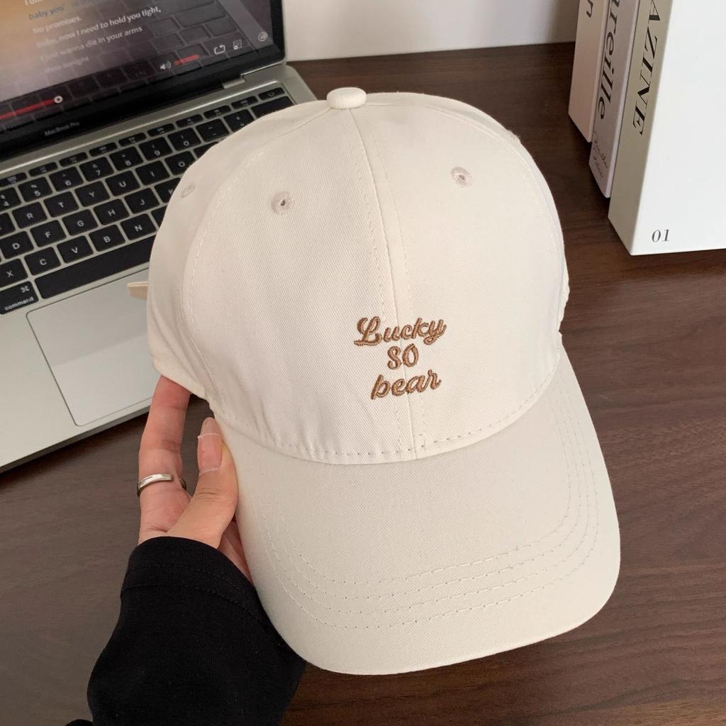 Hat Women's peaked cap Spring and summer letter embroidered baseball cap Large head circumference Show face Small sun hat Men