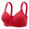 Black Front Closure Bra with Adjustable Wide Straps and Seamless Ribbed Fabric