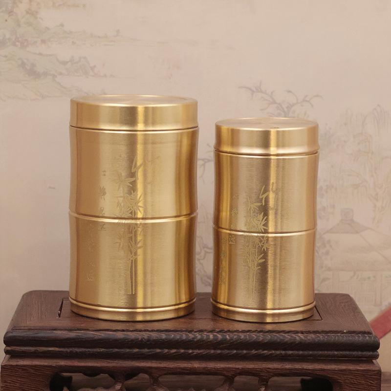 Copper Toothpick Holder Creative Bamboo Shape Toothpick Storage Container Portable Fall Resistant Toothpick Box For Table Decor