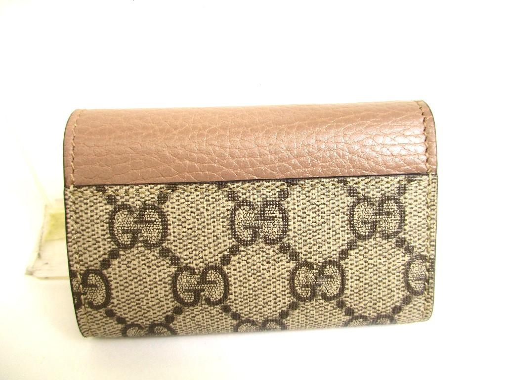 Authentic GUCCI Double G GG Dusty Pink Leather Gold H/W 6 Pics Key Chain #a760  Refurbished