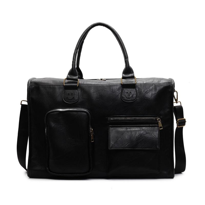 Винтажная сумка через плечо женская ПУ дорожная сумка однотонная сумка чёрный