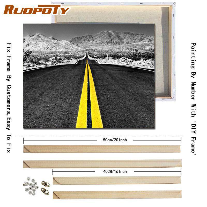 RUOPOTY DIY Digital Photo Frame Black and White Scenery Unique Gift Acrylic Oil Painting Digital Character Wall Art