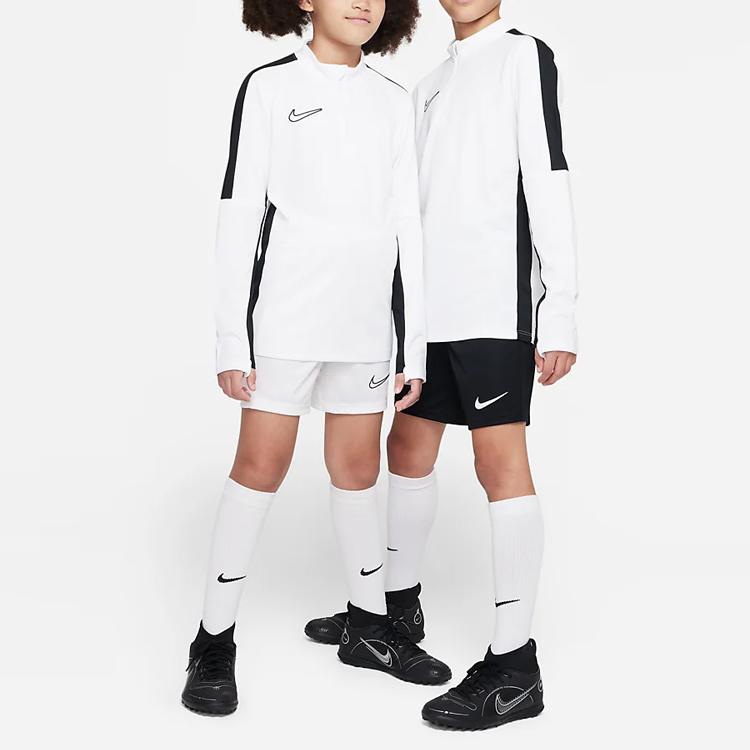 Nike Dri-FIT Academy 23 Logo Embroidered Color Block Half-Zip Football Sweatshirt Kids sweatshirt White DX5470-100