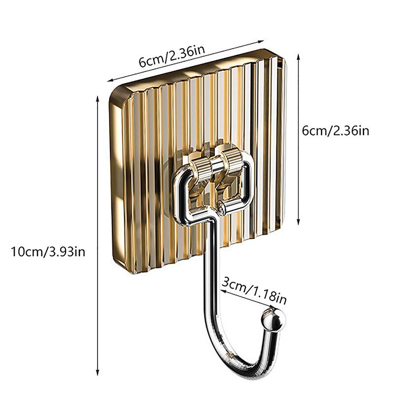 Luxury Hook Stainless Steel Kitchen Bathroom Hook Non-Perforated Metal Hook Strong Traceless Door Self-Adhesive Hanging Hook