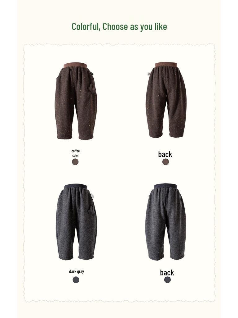Tongbei 2025 Winter Girls' Double-Layer Fleece-Lined Casual Pants - Thick, Warm, Versatile Fashion.