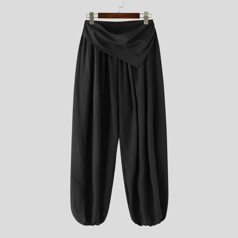 

INCERUN Мужские брюки с эластичной талией, заниженным шаговым швом, повседневные, свободные, текстурные, гаремные 5XL