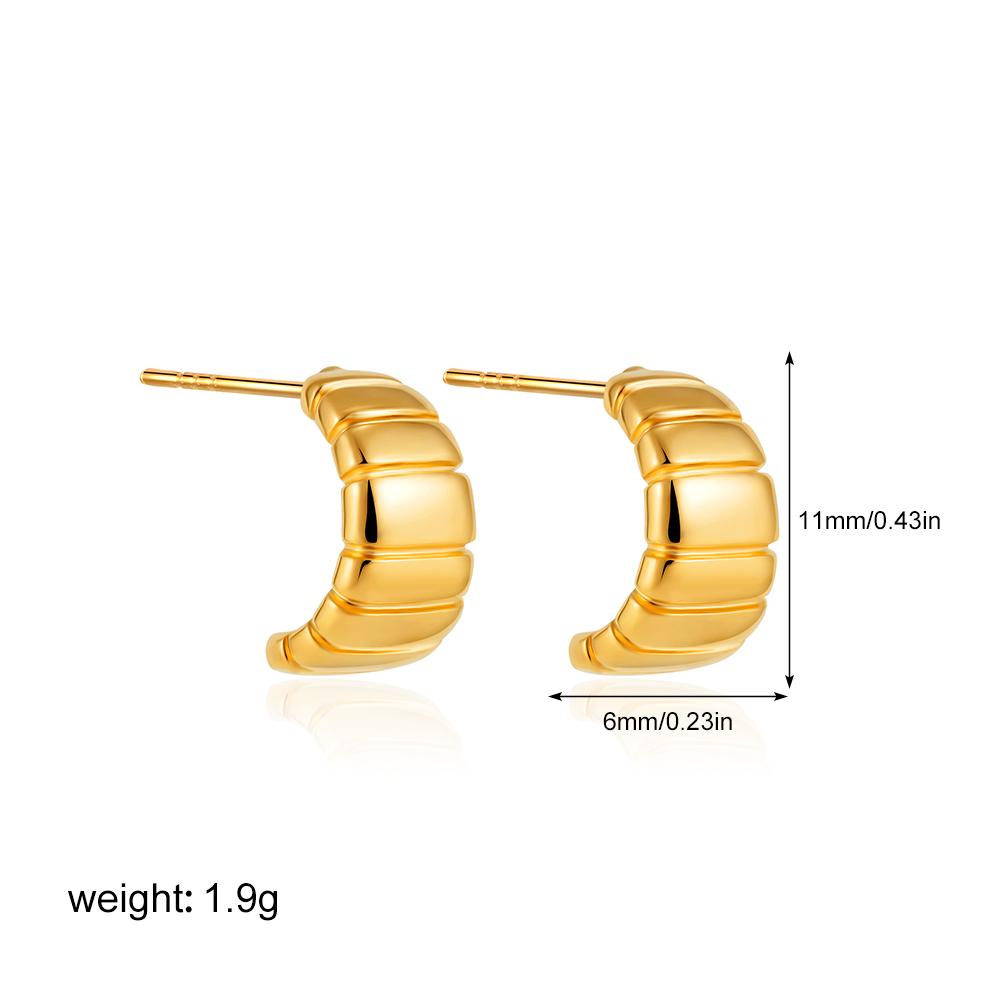 

Vintage Ribbed C-shape Mini Hoop Earrings for Women Gold Color Stainless Steel Earring Statement Fashion Zircon Gift