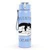1PC Life Is Better With Cats And Books 750ml Color Plastic Sports Water Bottle Leakproof Flip Straw Lid Suitable for Sports Office Home Use