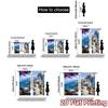 Modern Flat Printing Curtains Without Rod Seaside Serenity Window Curtain Polyester Decorations Set Of 2 Made