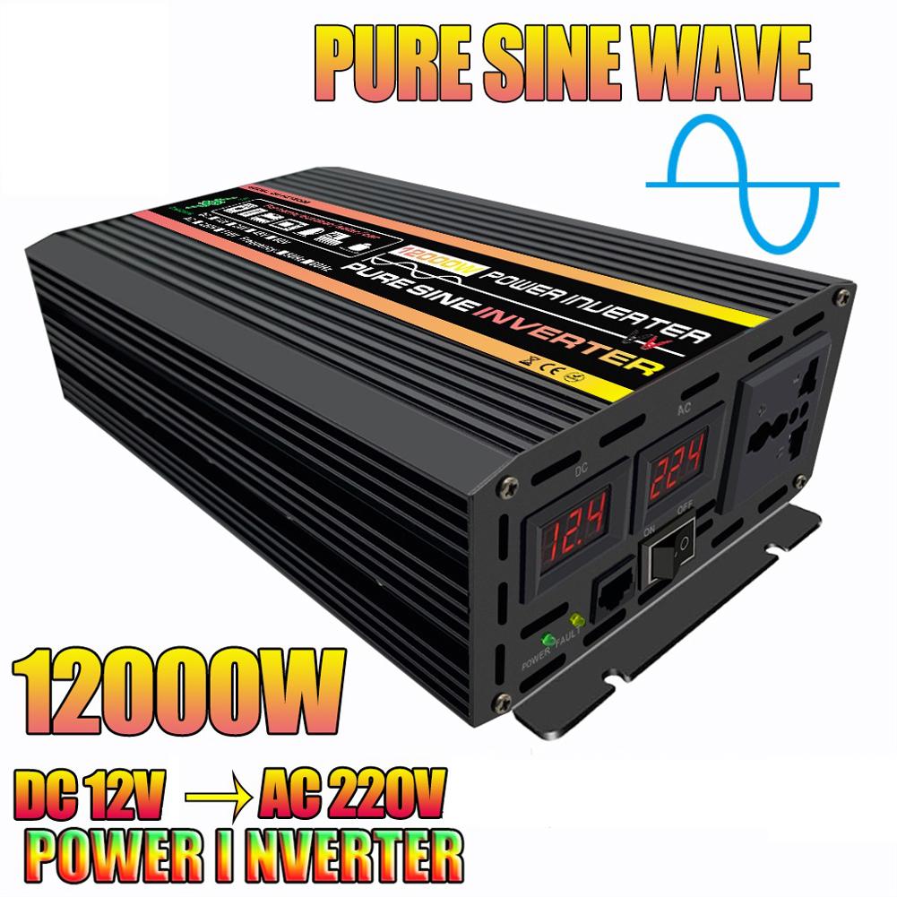 10000W/12000W Car Inverter Pure Sine Wave Power Converter DC 12V To AC 220V Intelligent Power Inverter for Electrical Appliance