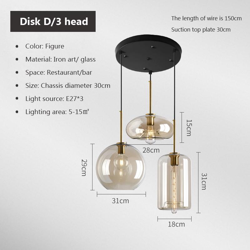Modern Nordic Hanging Loft Glass Lustre Pendant Light Industrial Decor Lights Fixtures E27/E26 for Kitchen Restaurant Lamp