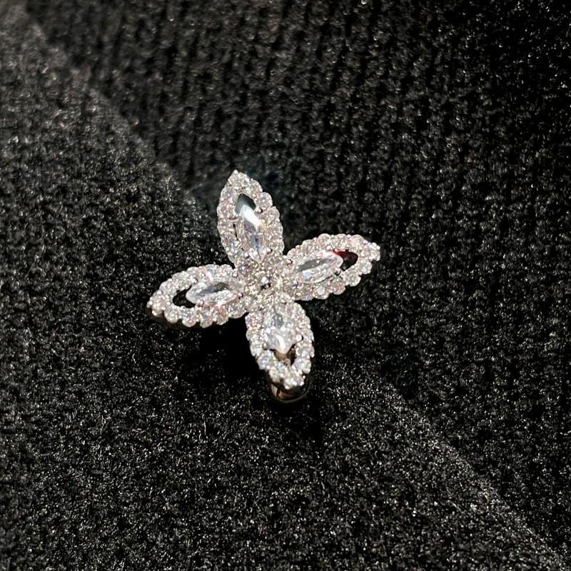 Изысканный ушной кафф в виде листа с фианитами: Ультра-блестящий клипса-серьга в виде лепестка бабочки. Не требуется пирсинг.