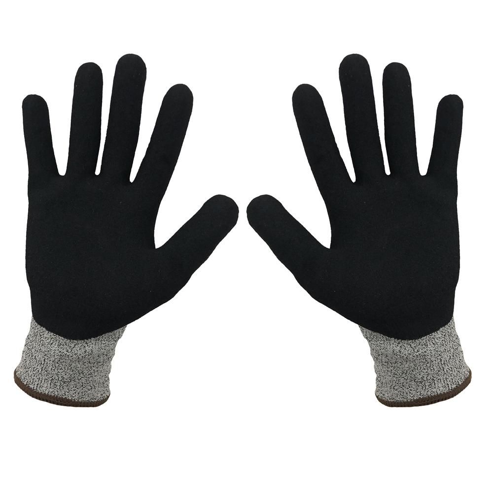 CE EN388 Certified Great Grip Nitrile Coated Construction Gloves Level 5 Anti-Cut Oil Water Resistant HPPE Safety Hand Gloves