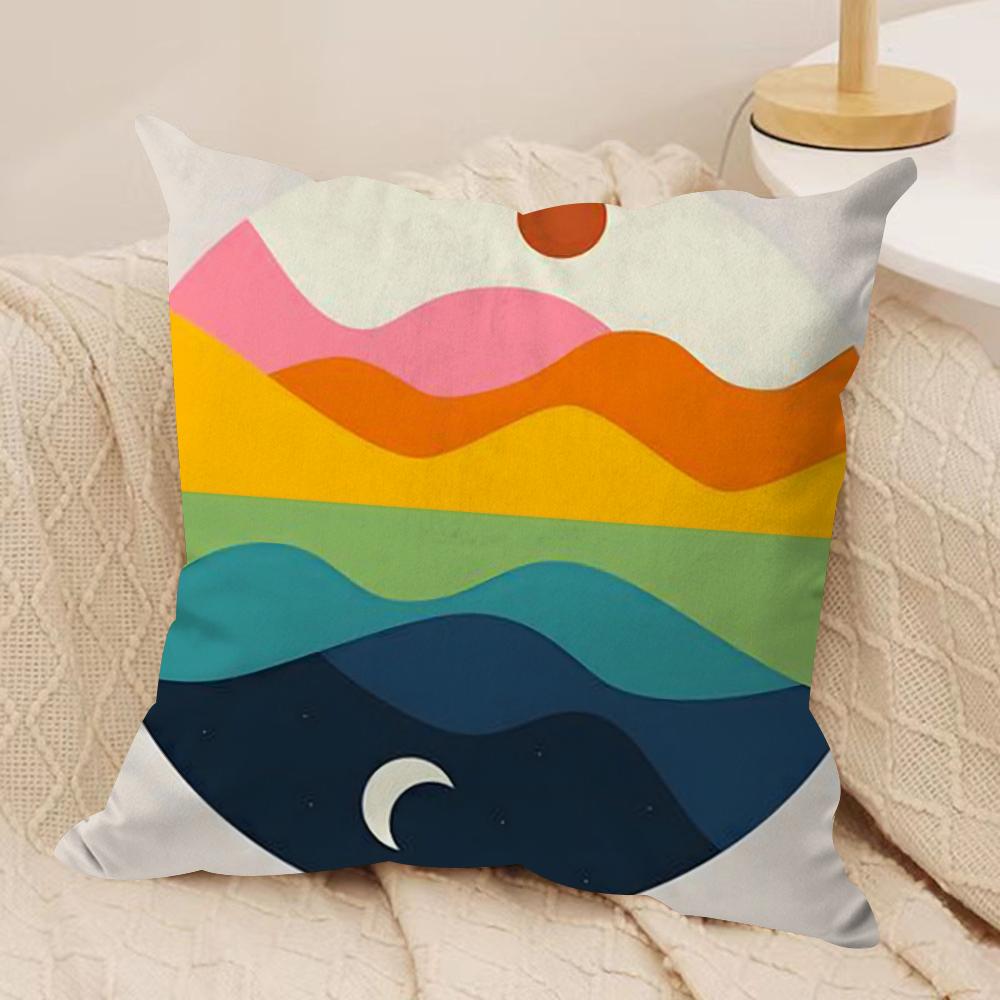Classic Sunrise Cartoon Cushion Cover Soft Plush DoubleSided Printed Sofa Pillow Cushion Cover  AllSeason Durable Decor Gift