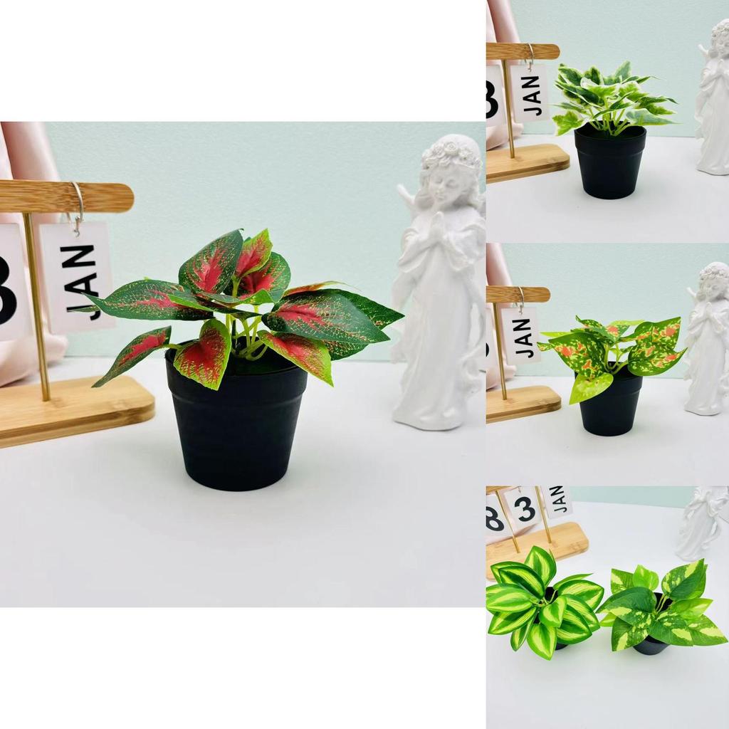 Mini Plastic Green Plant Pot With Realistic Foliage For Home Office Decor