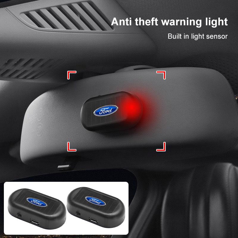 Car Light Solar Powered Simulated Dummy Alarm Wireless Warning Anti-Theft For Ford Focus Mondeo Kuga Fiesta MK7 Escort Explorer Edge 2 4 MK2 MK4