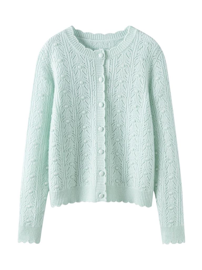 Heavy Industry Cashmere Crochet Hollow Cardigan - Women's Autumn/Winter Loose Knit Fashion Sweater Coat