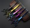 7.0-Inch Double-Tail Hand-Shaped Curved Pet Grooming Scissors (5 Colors)