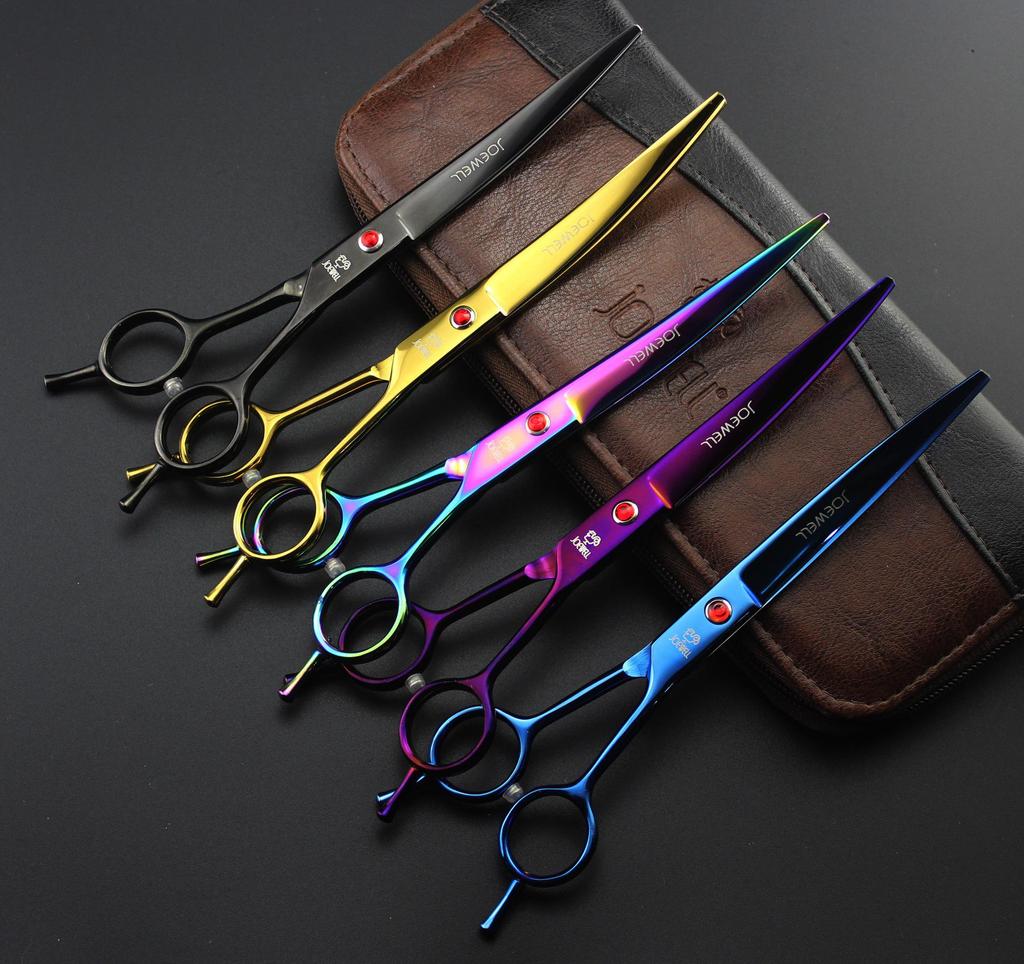 7.0-Inch Double-Tail Hand-Shaped Curved Pet Grooming Scissors (5 Colors)