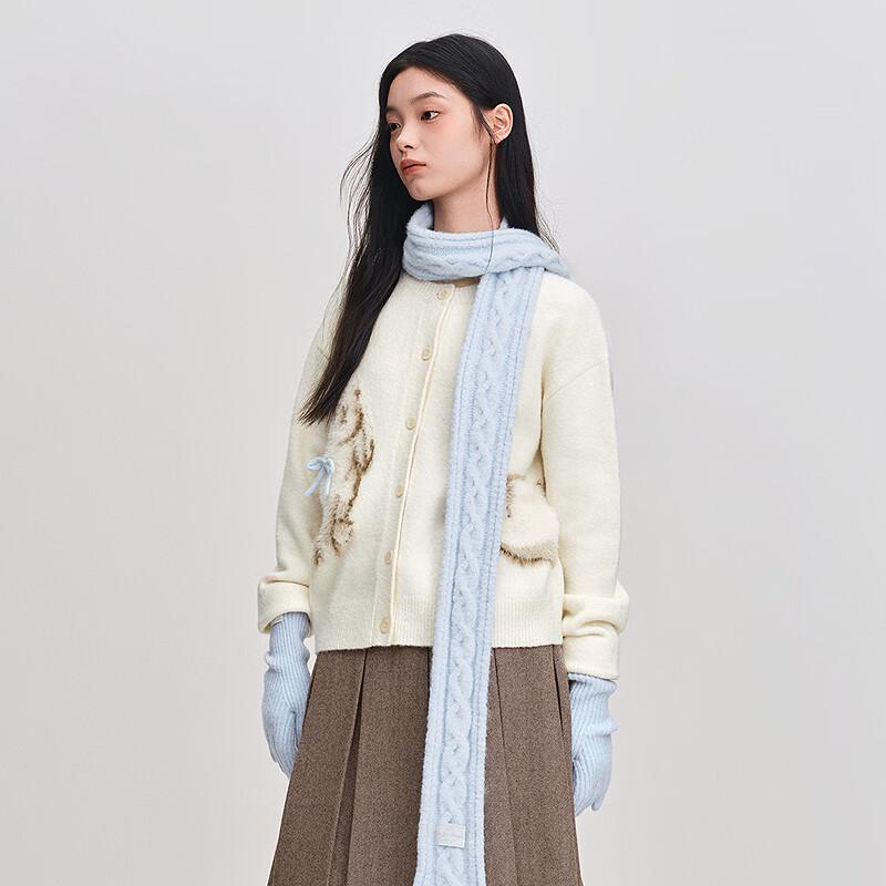 Ledian Women's 3D Plush Rabbit Knit Cardigan