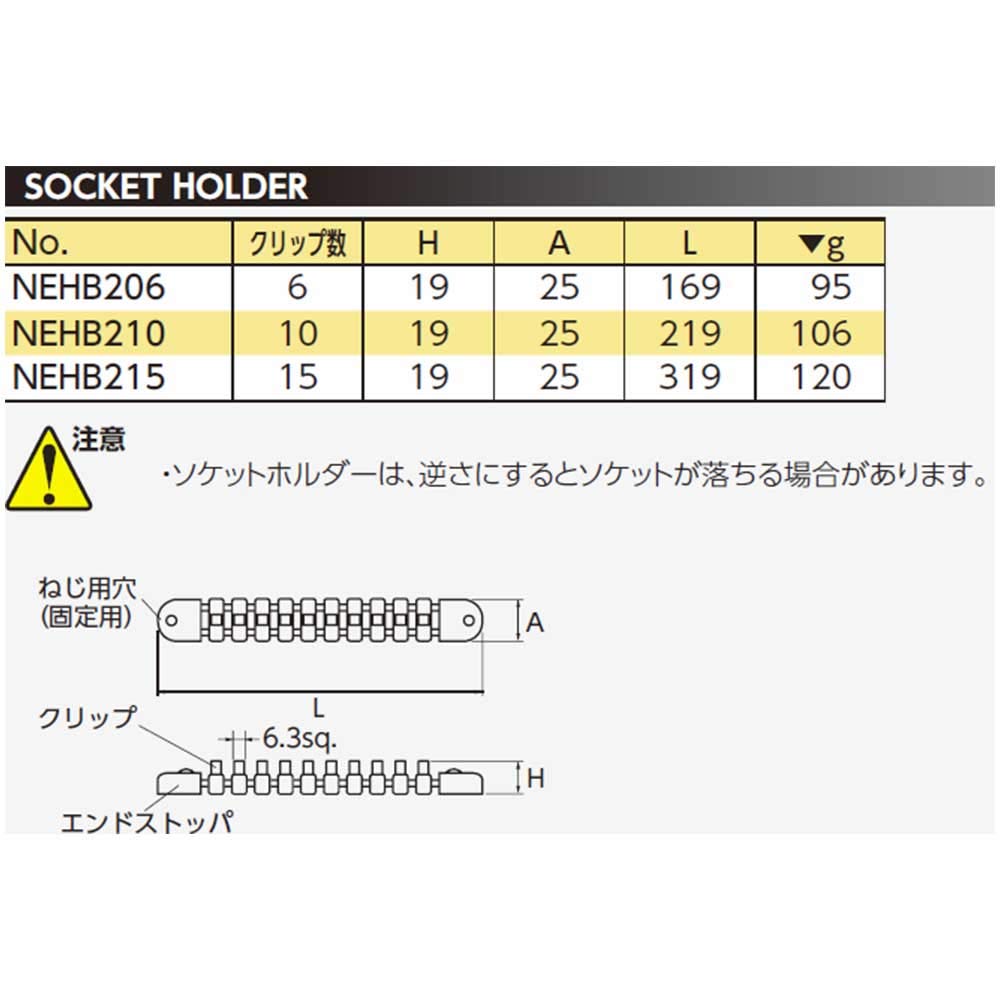 Kyoto Tool Nepros Socket Holder Overall 319mm x Drive (KTC) NEHB215, Length Size 6.3sq.