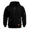 Sudadera con capucha y cremallera de manga larga informal para hombre con múltiples bolsillos