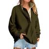 Women European Style Casual Loose Button V Neck Long Sleeve Pullover Sweatshirt